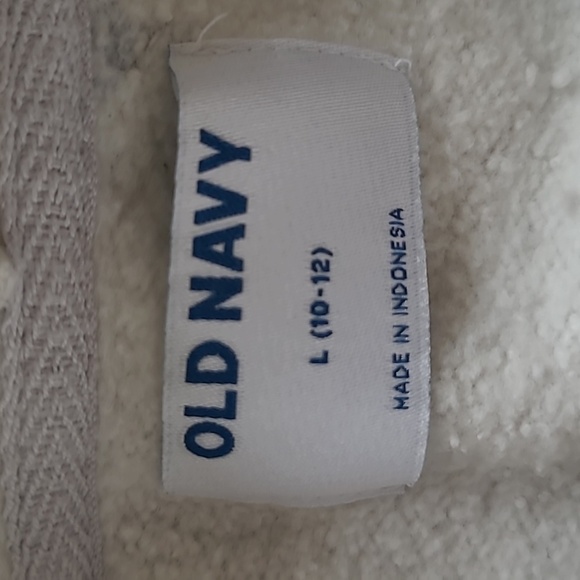 Old Navy Grey & White Heart Print Hooded Fleece Tunic Dress - Size L (10-12) - Picture 5 of 6